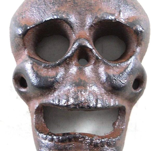Cast Iron Wall Mounted Skull Bottle Opener - Picture 1 of 2